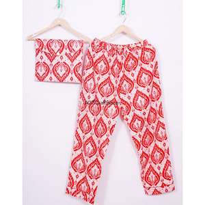 Conjunto de Pijama de Mujer, Hecho a Mano, de Lujo, 100% Algodón, con Estampado Floral Romántico, Manga Tres Cuartos, Cuello en V, Cintura Elástica, Suave, para Otoño y Verano - Product Image 3