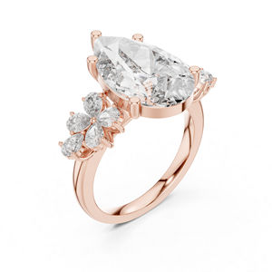 แหวนหมั้นเพชรรูปหยดน้ำสีชมพู 14K โรสโกลด์สำหรับผู้หญิง |   เพชรที่เพิ่งเพาะเลี้ยง - Product Image 2