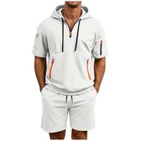 Conjunto de 2 Piezas para Hombre, Top con Capucha y Pantalones Cortos de Verano, 100% Algodón, Tejido de Punto, Transpirable, Cintura Elástica, Ropa Deportiva Informal, Servicio OEM