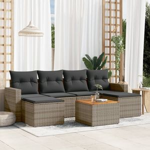 Ensemble de 7 canapés de jardin modulaires en rotin PE gris, meubles d'extérieur modulaires très résistants - Product Image 1