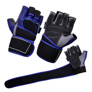 Half <b>Finger</b> Leather Fitness Gloves Black Red Adjustable Wrist <b>Strap</b> Gym Weight Lifting Workout Hand Wear - Product Image 6