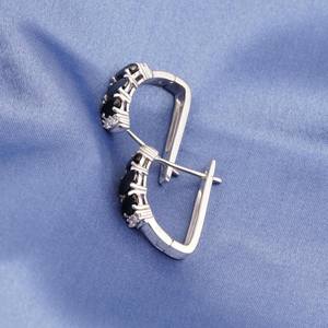 Black Onyx Hoop <b>Earrings</b> 925 Sterling Silver <b>Clip</b> <b>On</b> Gemstone <b>Earrings</b> Elegant Jewelry Gift For Her Women - Product Image 3