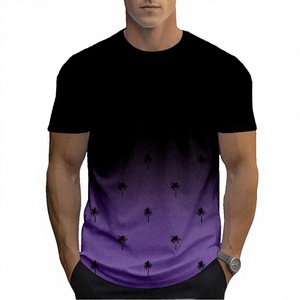 T-shirt sport décontracté 3D pour homme avec motif dégradé, col à motif, manches courtes, en Spandex/Polyester écologique, vente en gros - Product Image 1