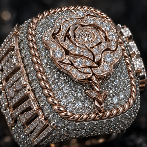 Bague Hip Hop personnalisée en argent sterling 925 avec fleur de rose en moissanite VVS, certifiée GRA, taille ronde, bijoux fins pour hommes - Product Image 2