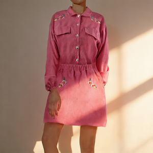 Vente flash sur Temu : jupe courte style A, décontractée, à fleurs brodées, taille élastique, avec poches, pour femmes. - Product Image 5