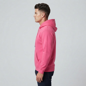 <b>Men's</b> <b>Pink</b> Hooded <b>Sweatshirt</b> Regular Fit Fleece Cotton Casual Pullover With Pocket Autumn Wear - Product Image 2
