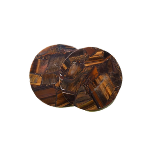 Posavasos de ojo de tigre de alta calidad en oferta, posavasos redondos de piedra de cristal para bebidas de mesa con soporte para café para el hogar - Product Image 6