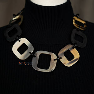 Cadenas de Cuerno de Búfalo con Eslabones Cuadrados Grandes, Joyería de Moda Atrevida, Accesorios de Boutique Unisex de Material Natural BIXGO - Product Image 1