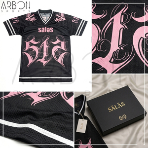 Maillots de football américain tendance, nouvelle collection, col en V, noir et rose, grandes tailles, avec impression par transfert thermique - Product Image 5