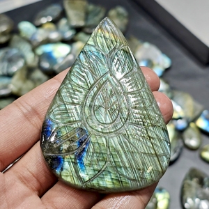Lot de cabochons multi-labradorite sculptés naturels, pierres précieuses sculptées pour la fabrication de bijoux, taille libre, vente en gros de pierres précieuses - Product Image 3