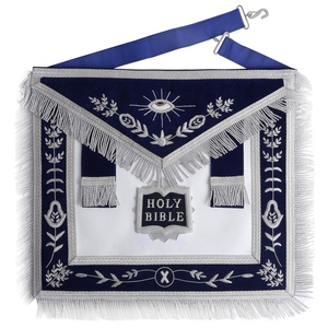 Chaplain Blue Lodge Officer Apron Navy Blue <b>Silver</b> Fringe Masonic Regalia Worship Ceremonial Apron Traditional Lodge Regalia - Product Image 1
