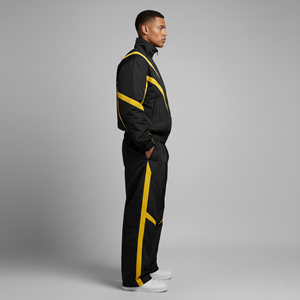 <b>Men</b> Nylon Gym Tracksuit <b>Waterproof</b> Breathable Sportswear Zipper Side Pocket Custom Printing OEM Wholesale <b>Suit</b> - Product Image 4