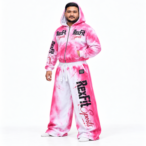 Washed Custom Zip Tracksuit unisex Baggy <b>Pants</b> Custom Label Fleece Graphic Print Relaxed Two Piece Streetwear Set Wholesale - Product Image 2