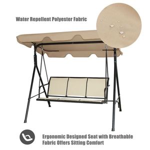 3-Person Brown Garden Swing for Patio for Outdoor Entertaining - Product Image 5