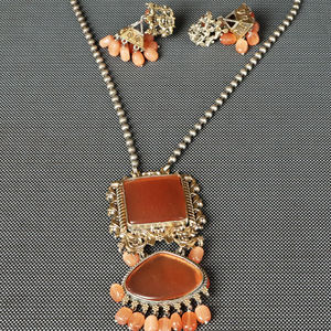 Collar con Colgante de Plata Oxidada Chapada en Oro, Estilo Bohemio Vintage, con Cristales de Estrás en Forma de Corazón, para Compromiso o Boda - Product Image 1