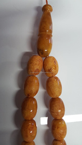 สายประคำสวดมนต์และสมาธิทำจากยางสังเคราะห์สีอำพันแบบวงรีลายลูกประคำ - Product Image 6