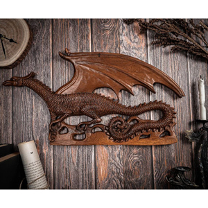 Décoration artistique en bois naturel représentant un dragon, fabricant OEM de figurines de dragon en bois, statue de dragon traditionnelle sculptée dans le bois - Product Image 5