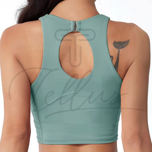 Débardeur court en coton tricoté uni personnalisé avec logo, de haute qualité, pour femme, idéal pour l'entraînement – Vente en gros - Product Image 3