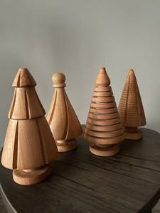 Décoration de Noël tendance en bois, forme de pin, pour table d'intérieur, faite à la main, style moderne, petits arbres sans éclairage inclus, arbre en bois - Product Image 1
