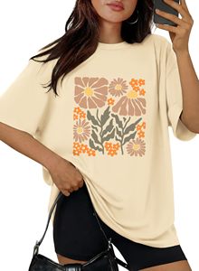 Camiseta gráfica para mujer, 100% algodón, camiseta estampada DTF, camisetas con cuello redondo, camisetas holgadas de manga corta para verano, cómodas - Product Image 6