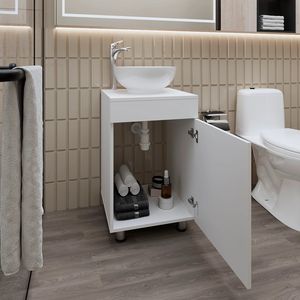 Mobile Bagno Integrato Bianco con Lavabo e Rubinetto - Product Image 2
