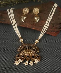 Collar con colgante de plata oxidada de filigrana hecha a mano con cuentas – Joyería étnica bohemia vintage para mujer, regalo para ella - Product Image 2