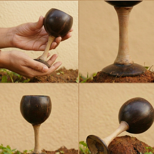 Copa de Vino de Madera de Teca Hecha a Mano, Acabado Pulido, Técnica de Corte Ecológica, Decoración Antigua para el Hogar, Manualidades DIY, Marca KOTTRAVAI - Product Image 2