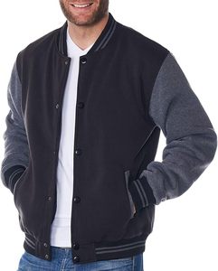 Blouson universitaire unisexe classique style Letterman, coupe bomber de baseball, en laine épaisse avec empiècements patchwork sur le devant, vêtement d'extérieur streetwear élégant - Product Image 1