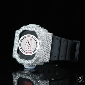 AARVA JEWELS นาฬิกาเพชรสแตนเลสสตีลสุดหรู ตัวเรือนทรงสี่เหลี่ยม 42 มม. จอแสดงผลดิจิตอล กันน้ำ สำหรับทุกเพศ - Product Image 2