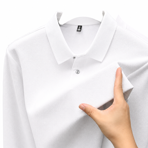 Polo homme gris à manches courtes en piqué 100 % coton respirant coupe classique décontracté couleur unie design épuré pour l'automne - Product Image 2