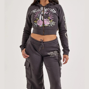 USA Cropped Women Hoodie OEM Custom Logo Crop Hoodie Cotton Fleece Sweatshirt Bulk Wholesale Supplier Trendy Stylish Hoodie - Product Image 3