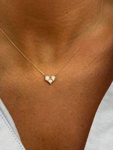 Collar de Plata 925 con Colgante de Moissanita Blanca Redonda y Corte Princesa en Forma de Corazón para Parejas, Joyería Fina - Product Image 3