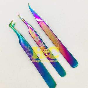 New Rainbow Multi Tweezer Laser <b>Engrave</b> Sustainable Stainless Steel Eyelash Tweezers for False Eyelash Extensions Lash Tweezers - Product Image 3