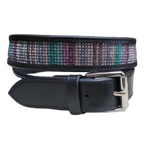 Cinturón ecuestre de cuero para montar a caballo, hebilla de aleación de Zinc y cristal multicolor, 100% - Product Image 1