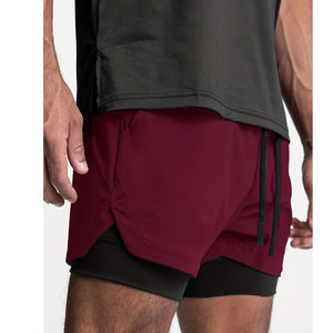 2-in-1 Double <b>Layer</b> Shorts With Inner Pocket, Men's Quick Dry Sports Shorts For Summer Gym Workout Training - Product Image 3