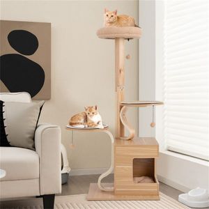 Torre Tiragraffi per Gatti in Legno con Cuccia e Cuscini Lavabili - Product Image 2