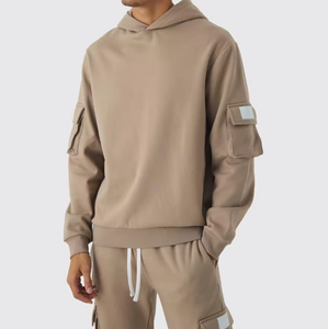 ชุดเสื้อฮู้ดเทคฟลีซโอเวอร์ไซส์สำหรับผู้ชาย – เสื้อสเวตเชิ้ตลำลองและกางเกงจ็อกเกอร์ ชุดลำลองสตรีทแวร์ 2 ชิ้น - Product Image 5