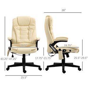 Sedia da Ufficio Ergonomica Reclinabile Beige con 6 Modalità di Vibrazione, Massaggio Riscaldato, Altezza Regolabile, Comoda, Girevole, Contemporanea in Nylon - Product Image 3