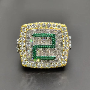 Luxury Number 2 Moissanite Diamond <b>Ring</b> Gold Plated Hip Hop <b>Statement</b> Jewelry For Men And Women - Product Image 5