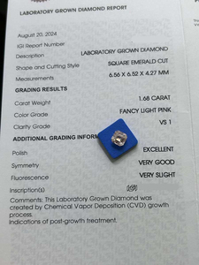 Diamante de Corte Asscher de 1.68ct, Venta al por Mayor, Certificado IGI, Claridad VVS, Diamantes Sueltos para Joyería, Diamante Rosa Fantasía Cultivado en Laboratorio CVD - Product Image 2