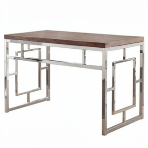 Decorative <b>Console</b> <b>Table</b> Stainless Steel & Wood Top Metal for Home Office Living Room Laptop Use Luxury Look - Product Image 1