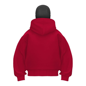 Sweat à capuche cagoule streetwear personnalisé pour homme, coupe oversize, effet vieilli, broderie appliquée, 500 GSM, masque intégré, délavage acide, fermeture éclair, automne - Product Image 2