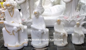 Magnifique statue de Sai Baba en marbre blanc peinte, exclusive, exportateur indien, culte, culture hindoue, fabrication artisanale, haute qualité - Product Image 2