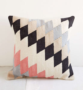 Housse de coussin en coton tissée à la main, style kilim indien multicolore, lavable, avec fermeture éclair, pour canapé - Product Image 4