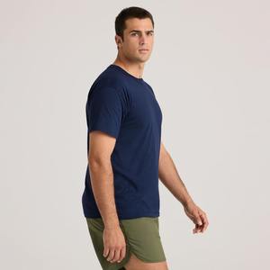 T-shirt personnalisé pour homme, manches courtes, 100 % coton, coupe ajustée, couleur unie, logo imprimé, vente en gros - Product Image 4