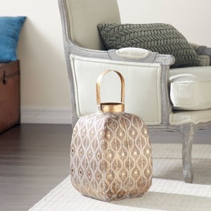 High Quality Square <b>Brass</b> <b>Lantern</b> with Intricate Cutout Pattern for Home Decoration Durable Finish - Product Image 3