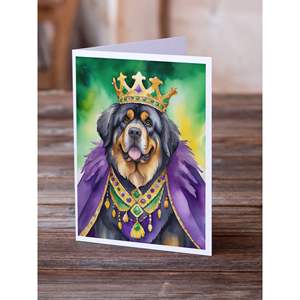 Paquete de tarjetas de felicitación de King of Mardi Gras de mastín tibetano 8 tarjetas de notas en blanco con sobres A7 tamaño 5x7 diseño caprichoso - Product Image 2