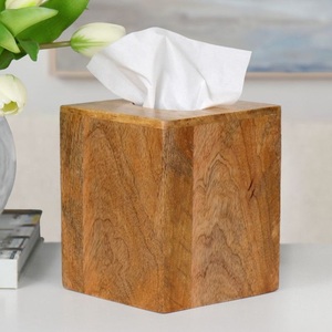 Luxury Solid Wood <b>Cube</b> Tissue Box Cover Handmade Wooden Tissue Holder Decorative Napkin Dispenser for Living Room Bathroom Bed - Product Image 1