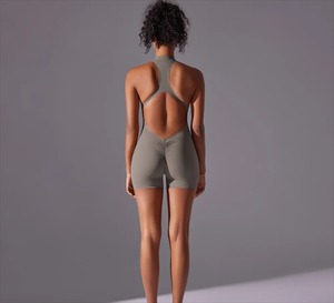 Traje Deportivo Ajustado de Color Sólido y Alta Intensidad, Mono para Yoga, Traje Ajustado para Correr y Hacer Ejercicio, Ropa de Gimnasio para Mujer - Product Image 3