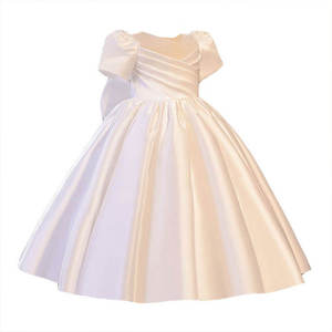 Robe de Princesse de Luxe en Satin Haut de Gamme pour Filles de 1 à 12 Ans, Élégante Robe de Bal à Manches Bouffantes avec Corsage en Tulle et Grand Nœud au Dos - Product Image 6
